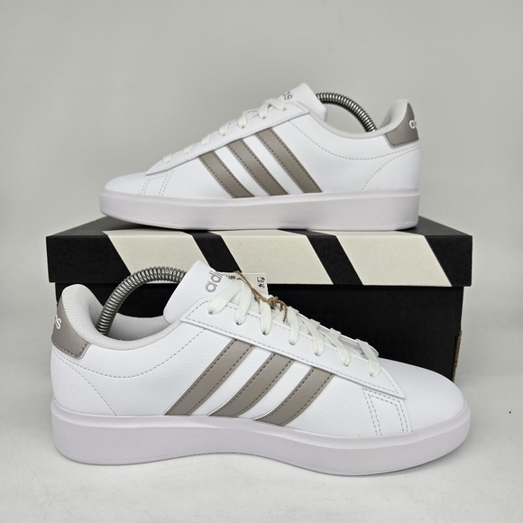 adidas gazelle silver green womens Shop White Womens adidas Grand Court 2.0 Lace Up Sneakers – Shoebacca main image 0
